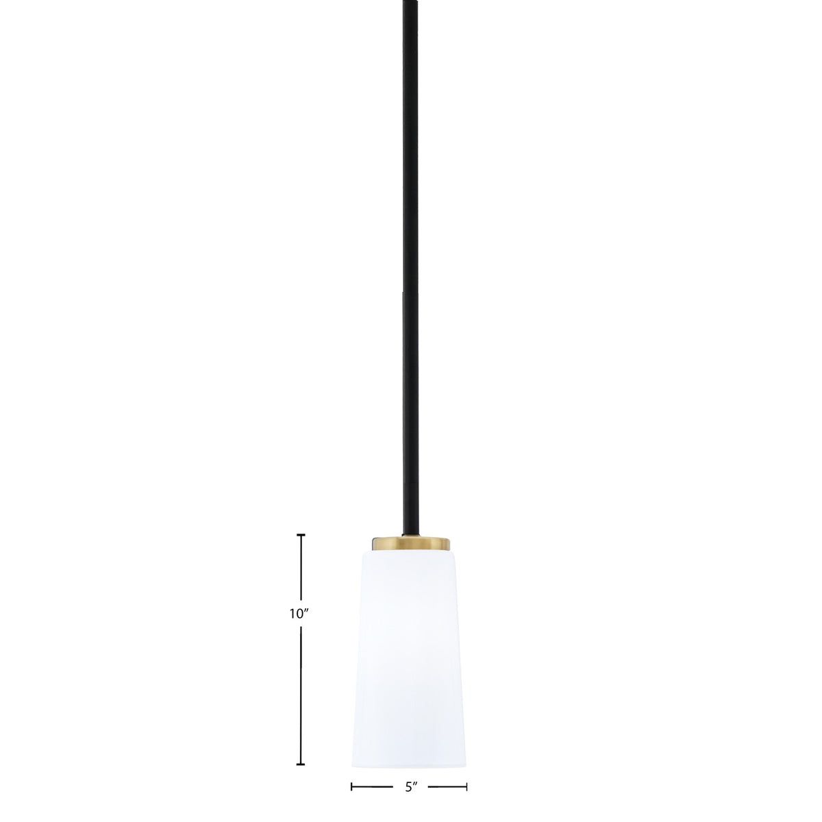 Toltec Sandia 5in 1-Light Mini Pendant | Matte Black and New Age Brass with White Opal Glass | Kitchen Island & Dining Room | Model 6201-MBNAB-291