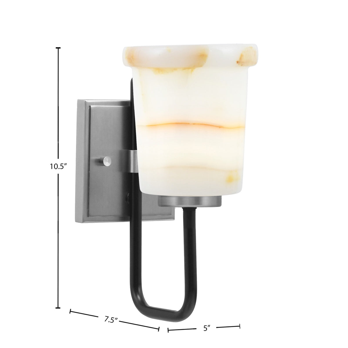 Toltec Sandia 11in 1-Light Wall Sconce | Modern Matte Black and New Age Brass Natural Stone | Bedroom & Hallway Accent Light | Model 6221-MBGP-4128