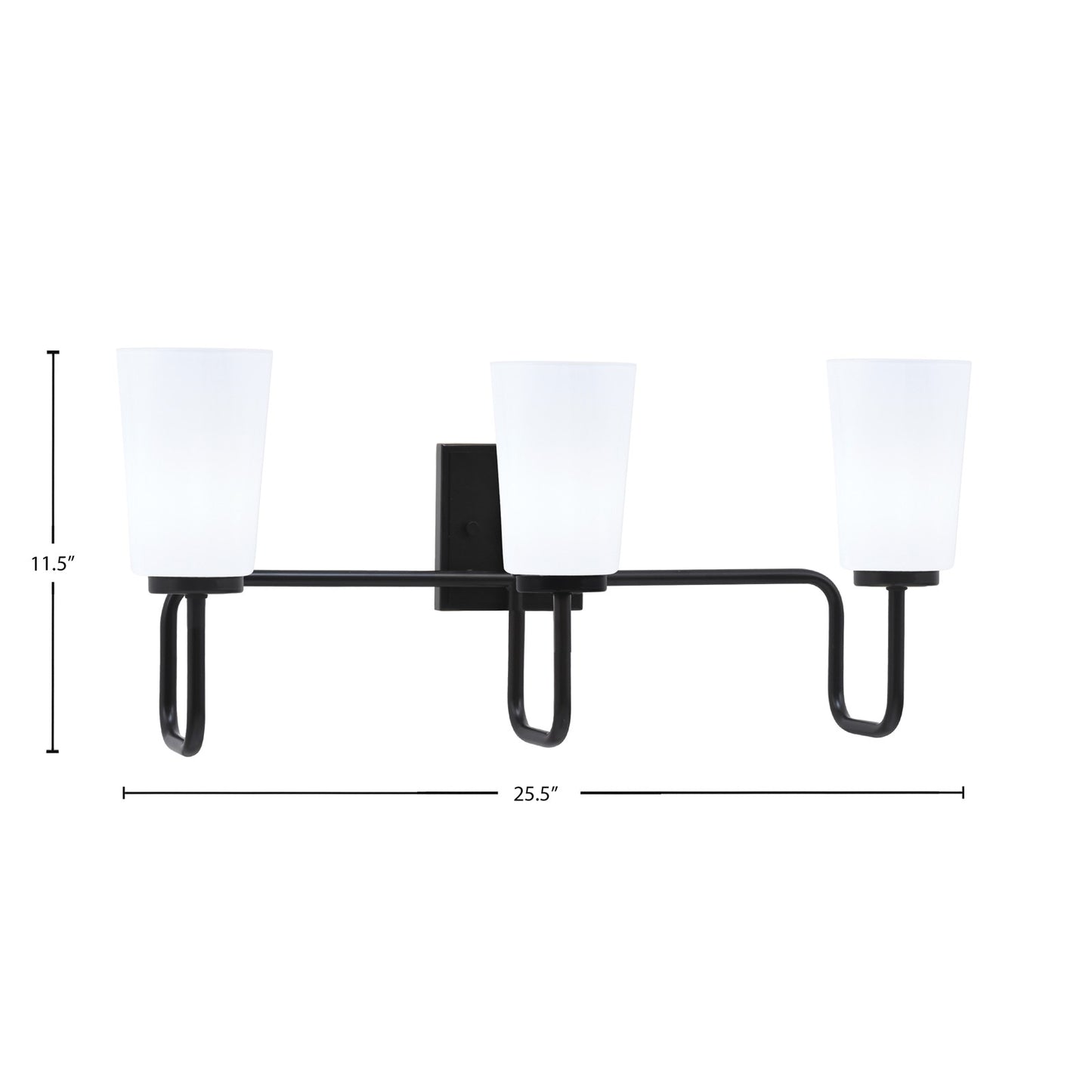 Toltec Sandia 3-Light Bath Bar | Matte Black with White Opal Glass | Bathroom Vanity & Powder Room | 7.25 x 11.5 in | Model 6223-MB-261