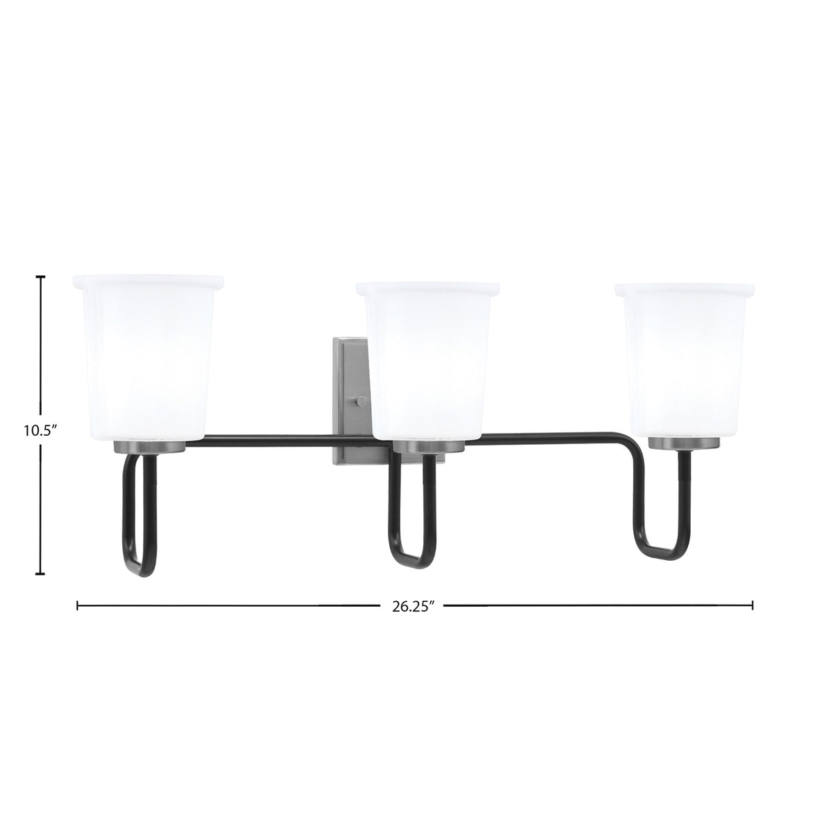 Toltec Sandia 10.5in 3-Light Bath Bar | Modern Matte Black and Graphite Steel with White Opal Glass | Bathroom Vanity & Powder Room | 7.5 x 10.5 in | Model 6223-MBGP-5031