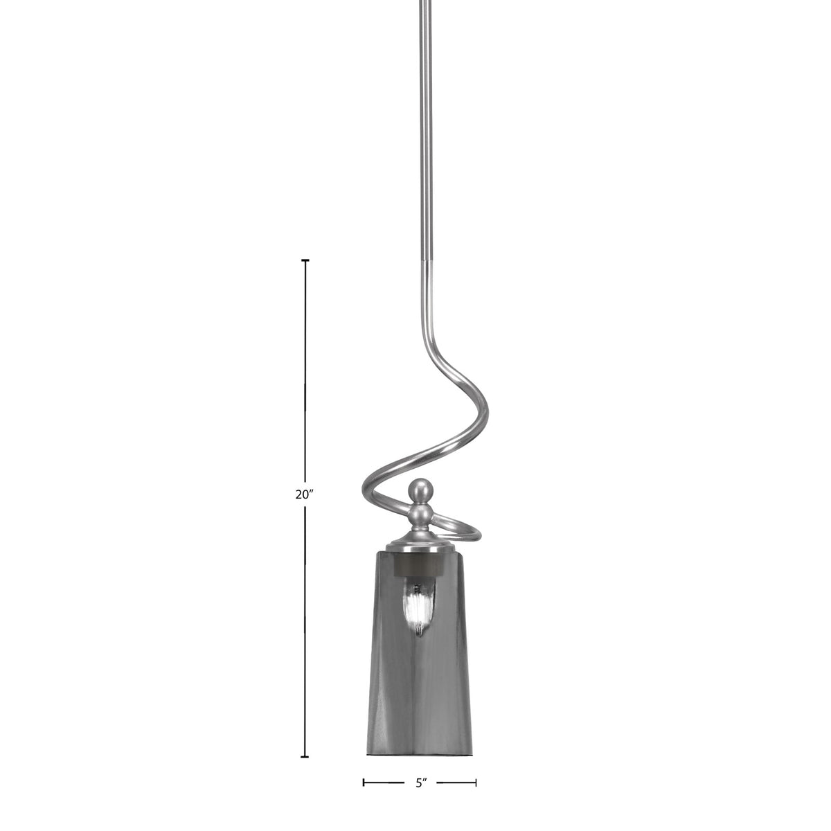 Toltec Capri 5in 1-Light Mini Pendant | Modern Brushed Nickel and Smoke Bubble Glass | Kitchen Island & Dining Room | 5 x 20 in | Model 901-BN-292