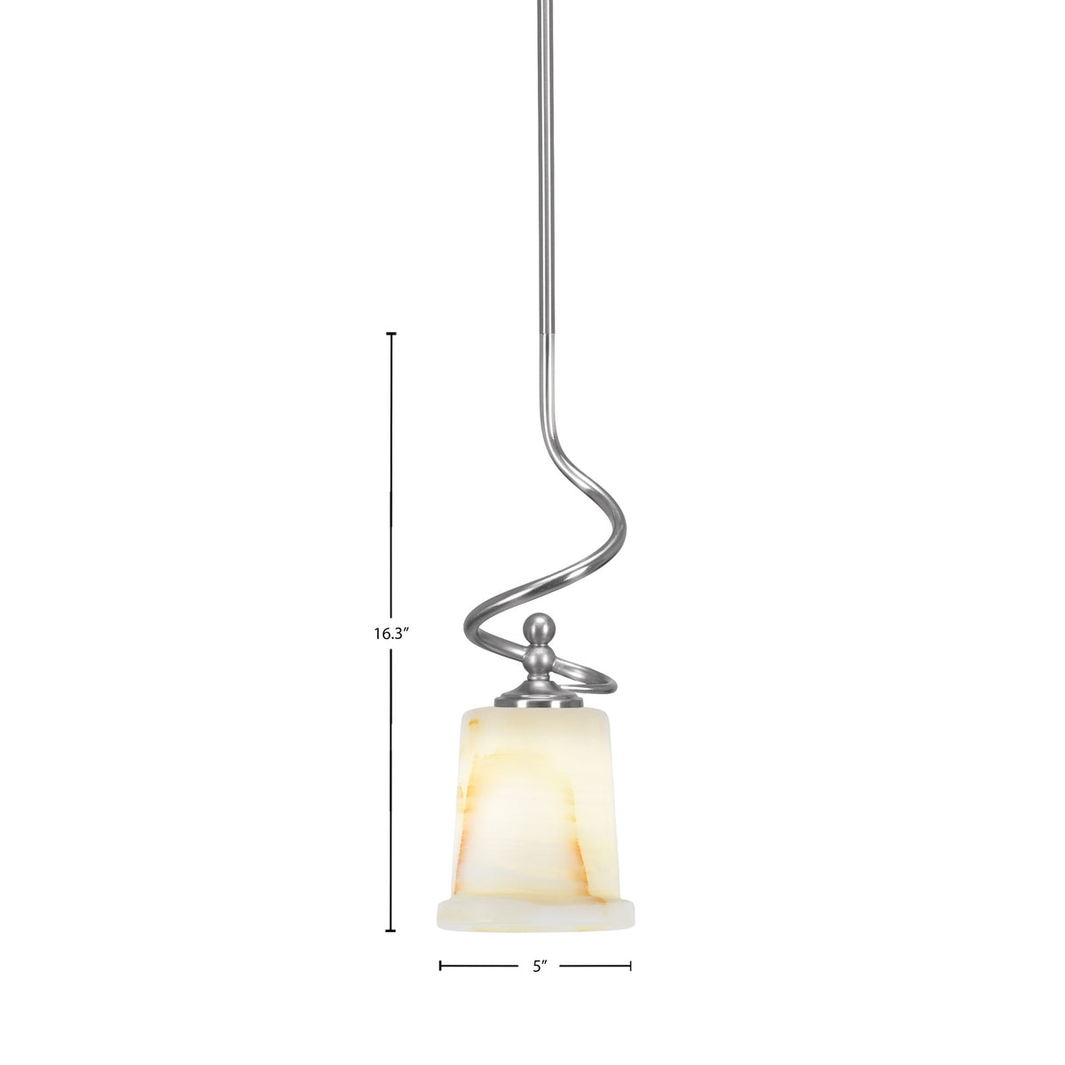 Toltec Capri 5in 1-Light Mini Pendant | Brushed Nickel and Natural Stone Glass | Kitchen Island & Dining Room | 5 x 5 x 16.25 in | Model 901-BN-4128