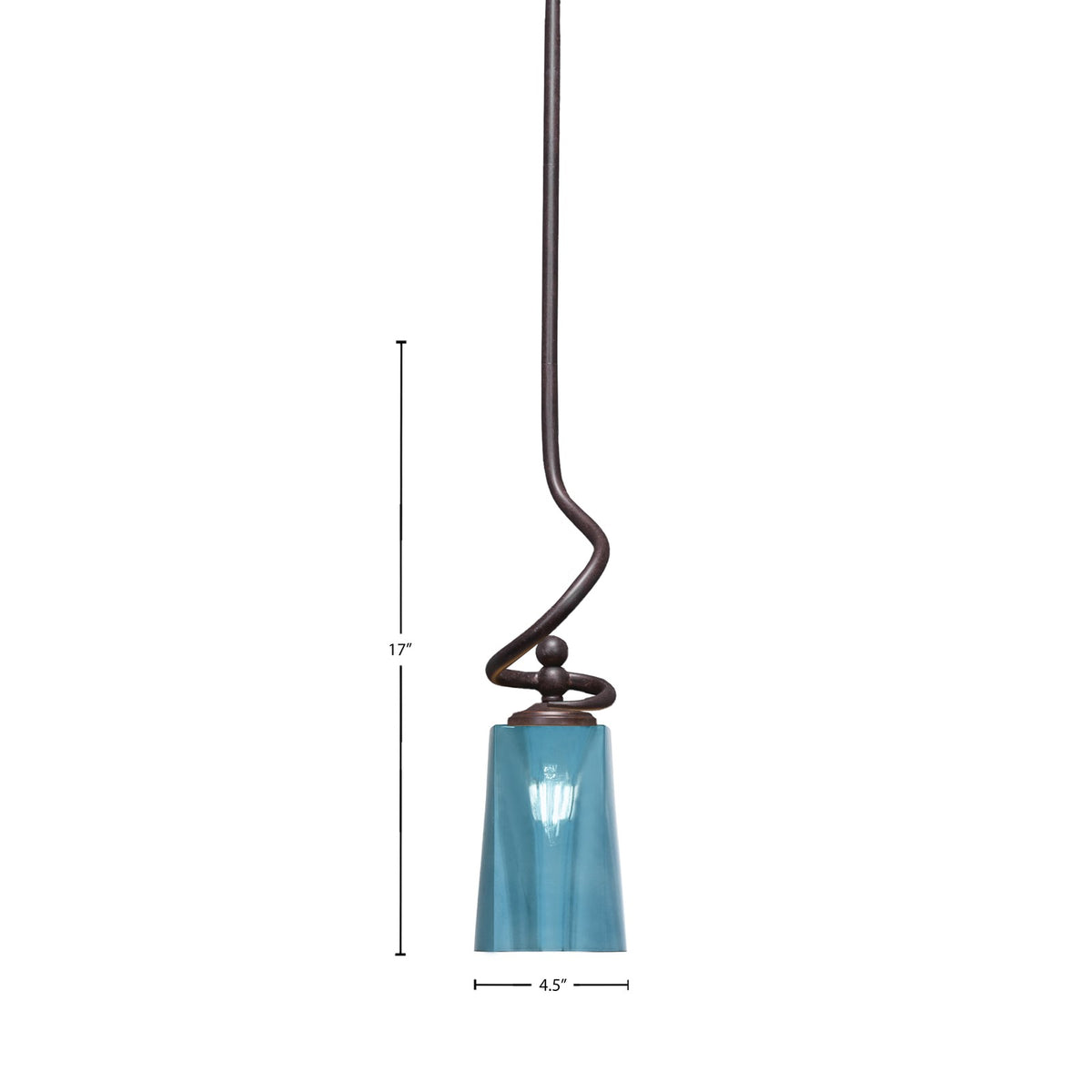 Toltec Capri 4.5in 1-Light Mini Pendant | Modern Dark Granite and Blue Gradient Glass | Kitchen Island & Dining Room | 4.5 x 17 in | Model 901-DG-265