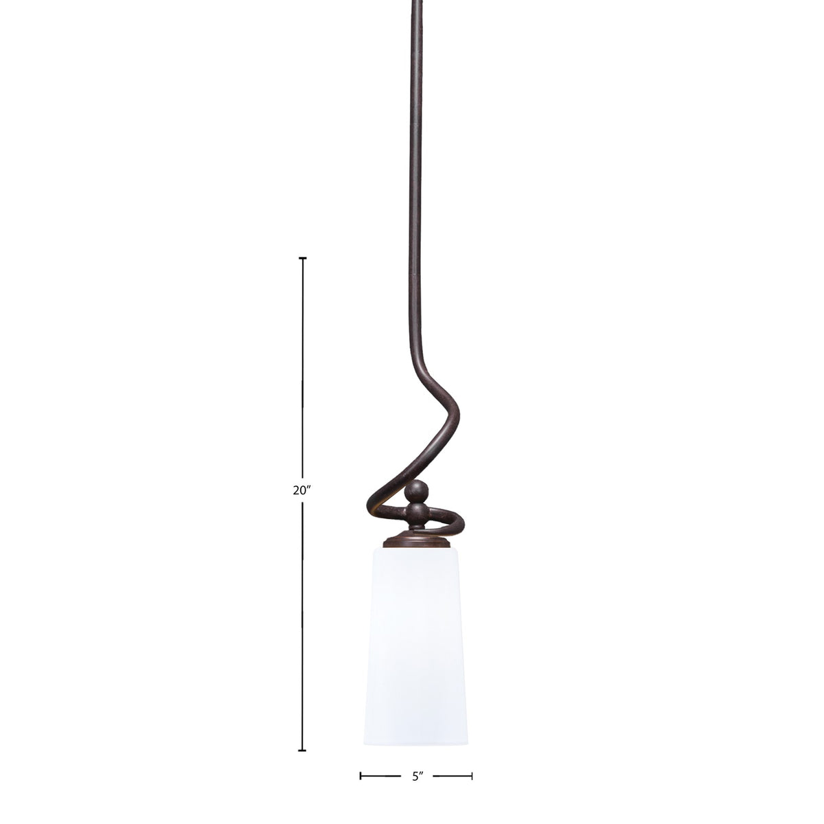 Toltec Capri 5in 1-Light Mini Pendant | Modern Dark Granite and White Opal Glass | Kitchen Island & Dining Room | 5 x 20 in | Model 901-DG-291