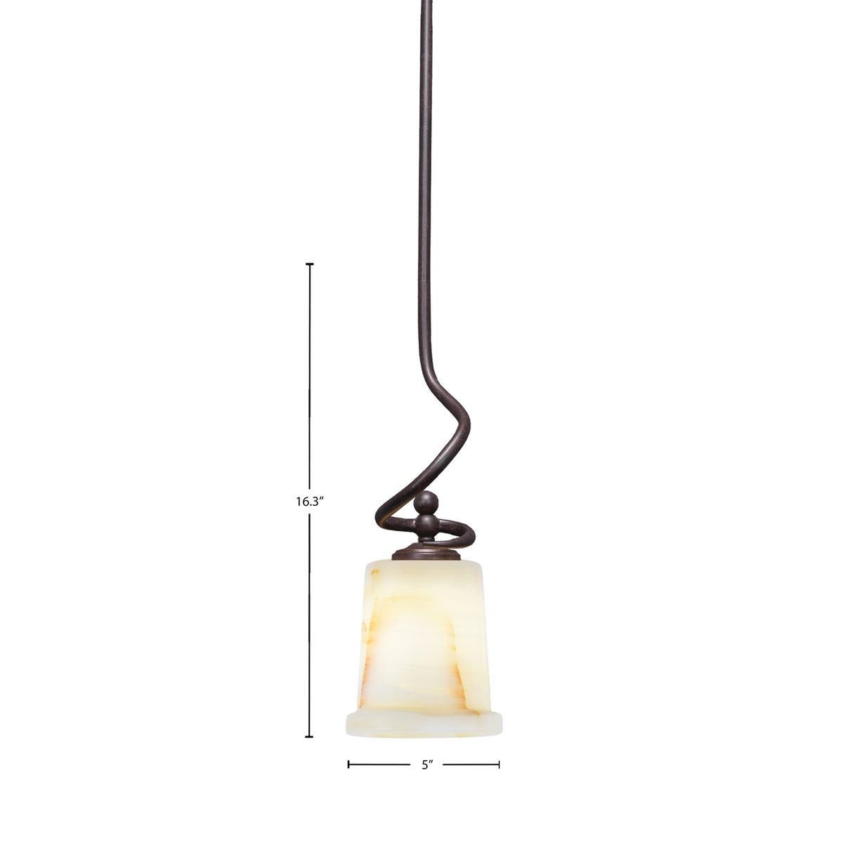 Toltec Capri 5in 1-Light Mini Pendant | Dark Granite Steel and Natural Stone Glass | Kitchen Island & Dining Room | 5 x 16.25 in | Model 901-DG-4128