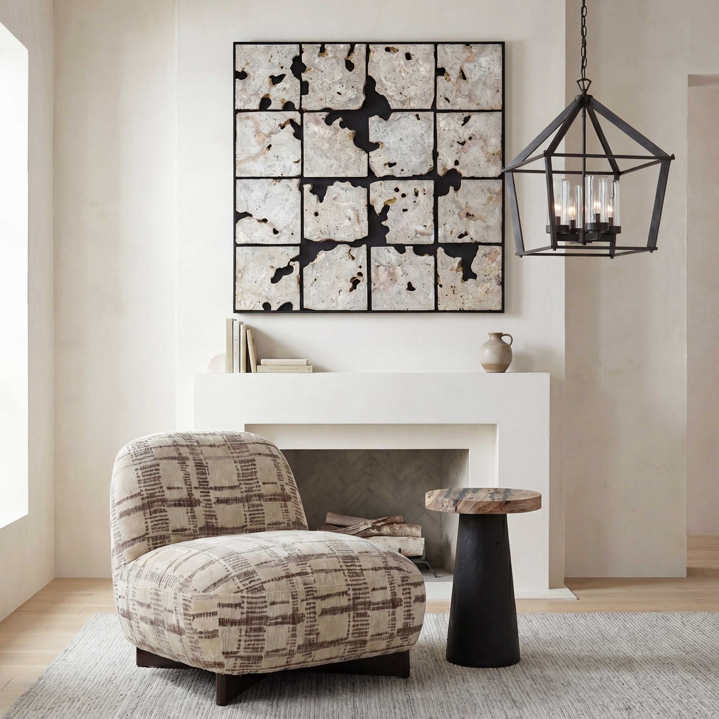 Uttermost Uvalda 41.6in Black Cadas Stone Wall Decor | Modern Mosaic on Plywood | Living Room & Entryway Accent | 41.6 x 1.75 x 41.6 in | Model 3511