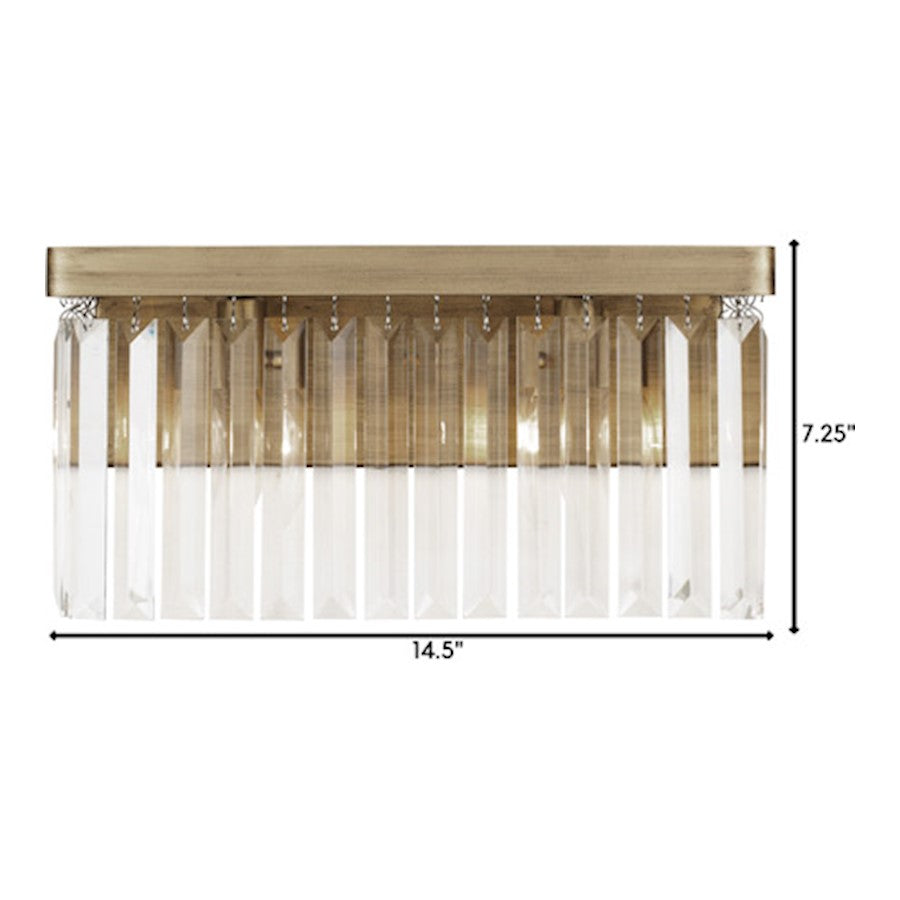 2 Light Bathroom Vanity Light, Havana Gold