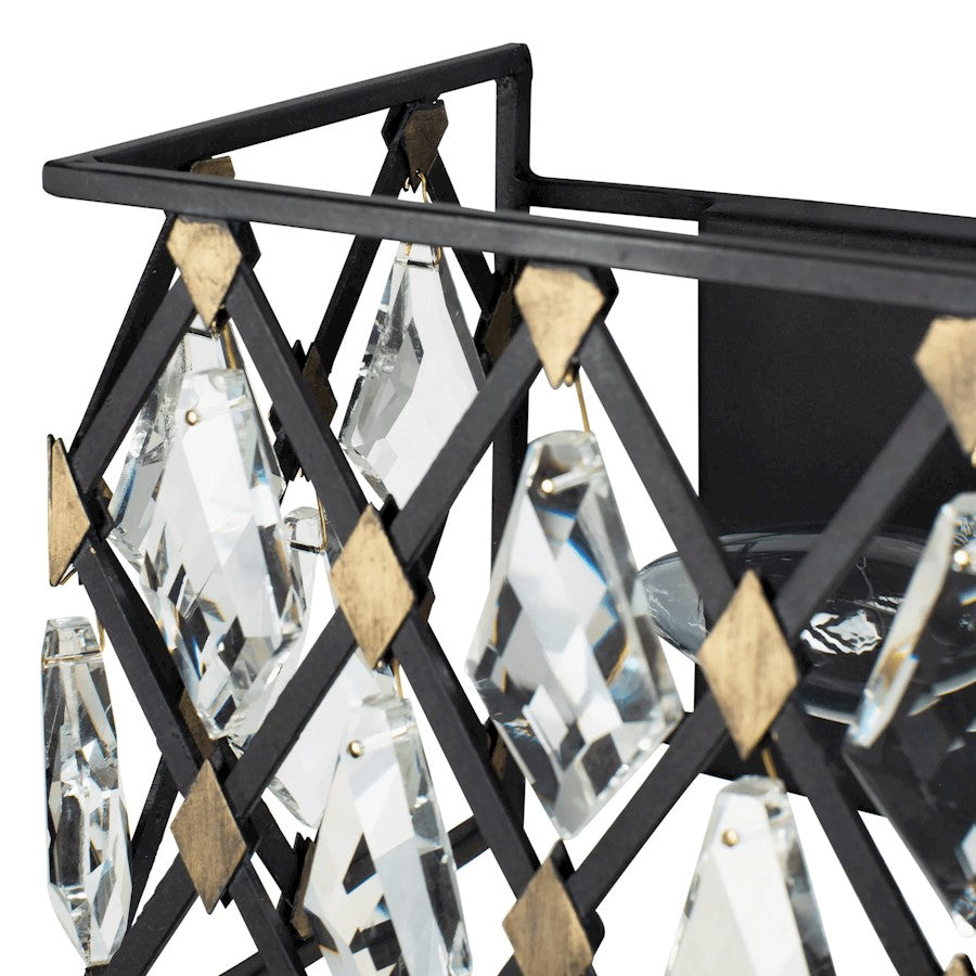 3 Light Crystal Bathroom Vanity Light, Carbon