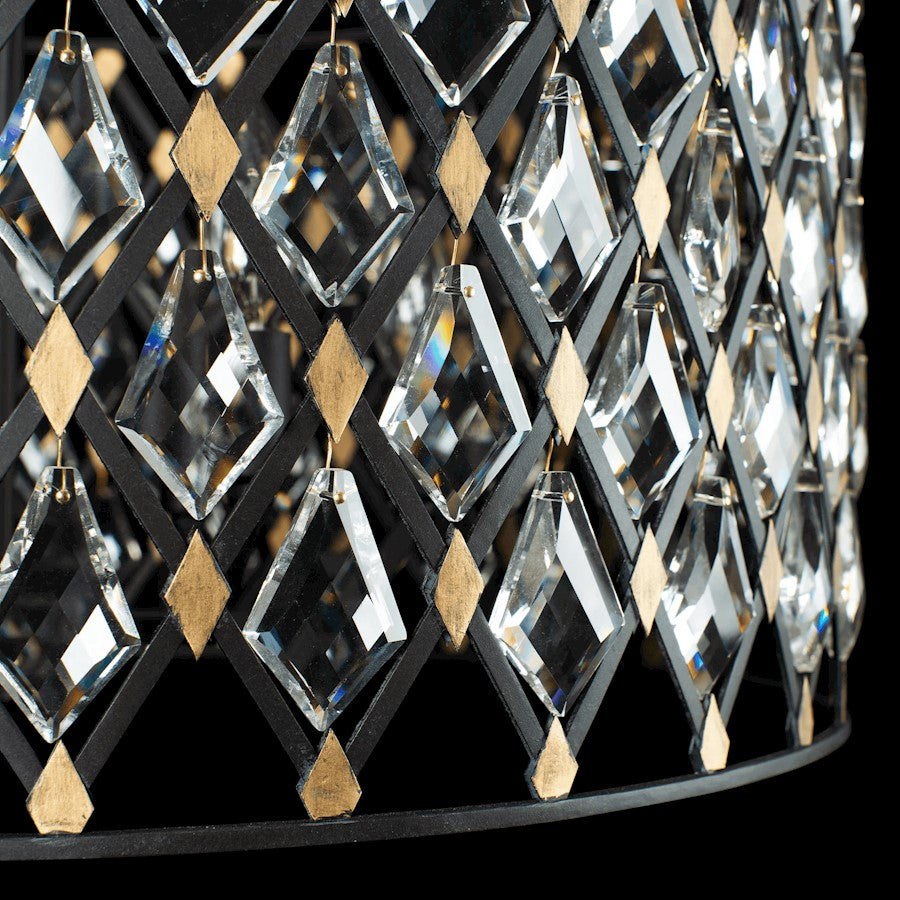 8 Light Crystal Oval Linear Pendant, Carbon