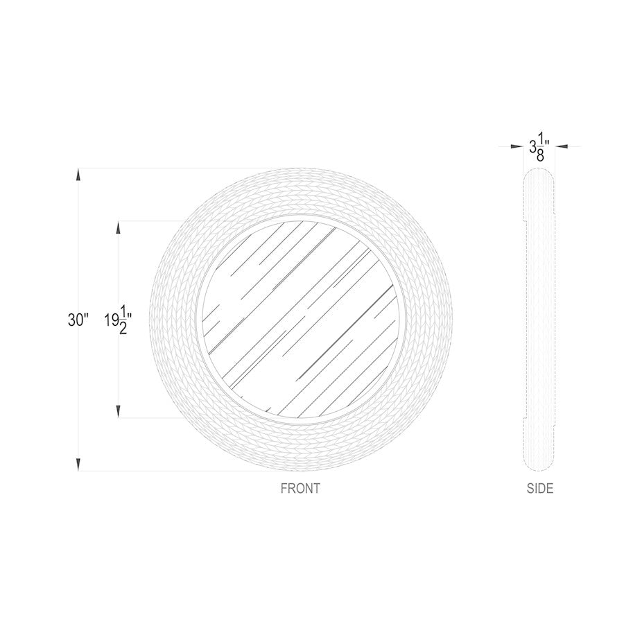 Varaluz Athena 30" Round Wall Mirror, Black/Midnight Blue Seagrass