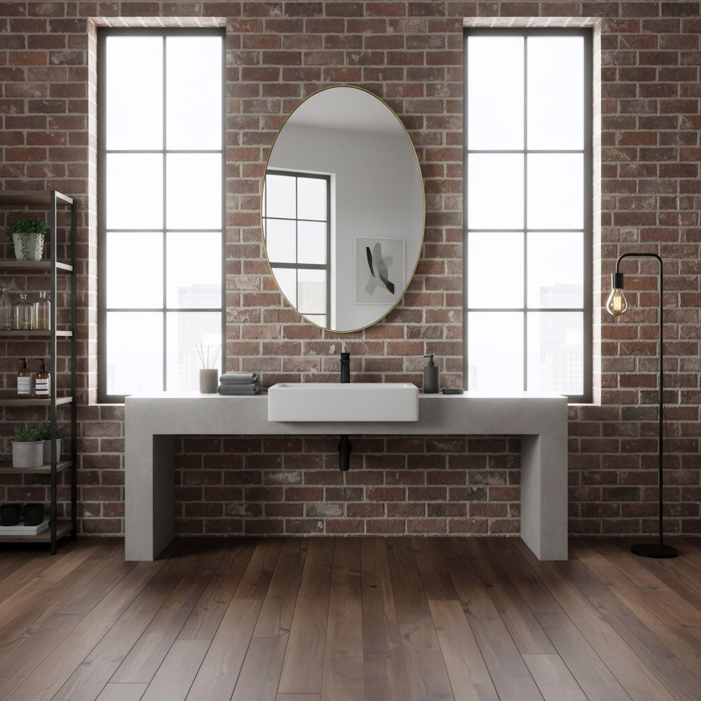 Varaluz Tablet Oval Wall Mirror, 24"W x 40"H, Gold