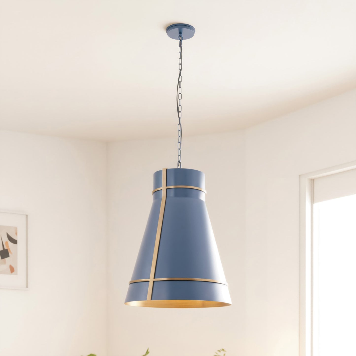 Varaluz Brasserie 1Lt Pendant, French Blue/Heritage Bronze
