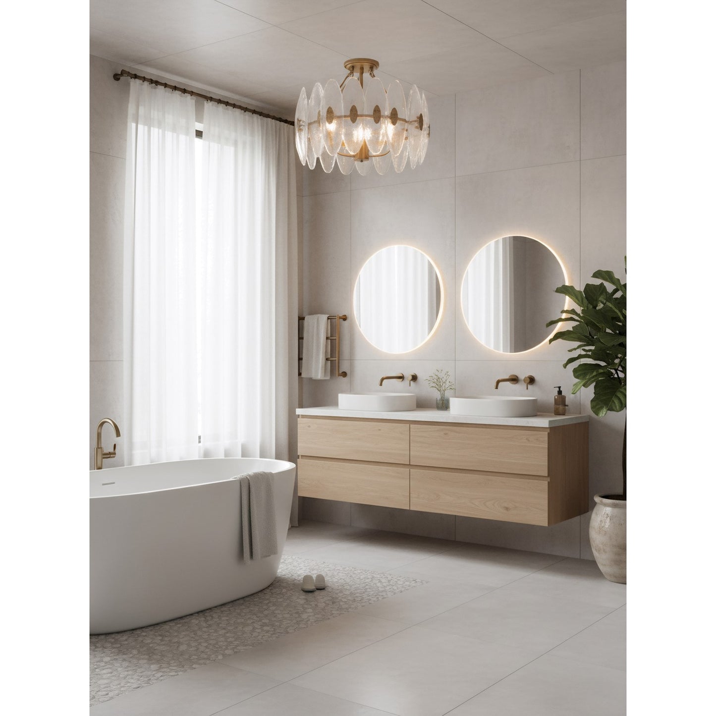 Varaluz Aurora 4 Light Semi-Flush, Havana Gold/Clear