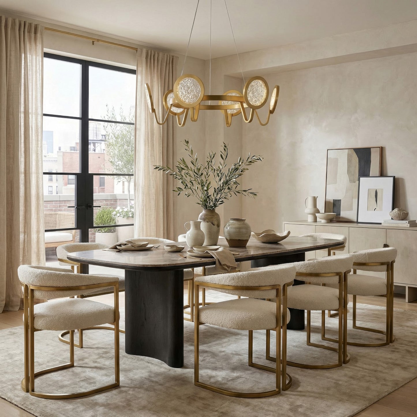 Varaluz Sherlock 6 Light Pendant, Satin Brass/Clear