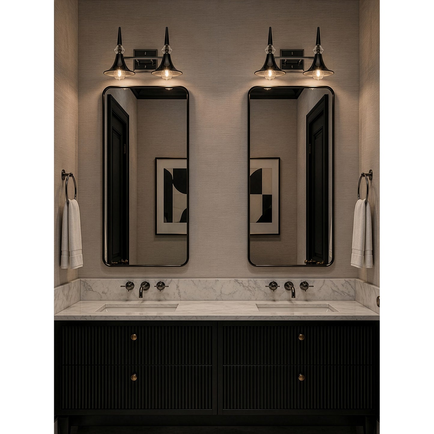 Varaluz Tromba 2 Light Bath Vanity, Black Chrome/Black Chrome