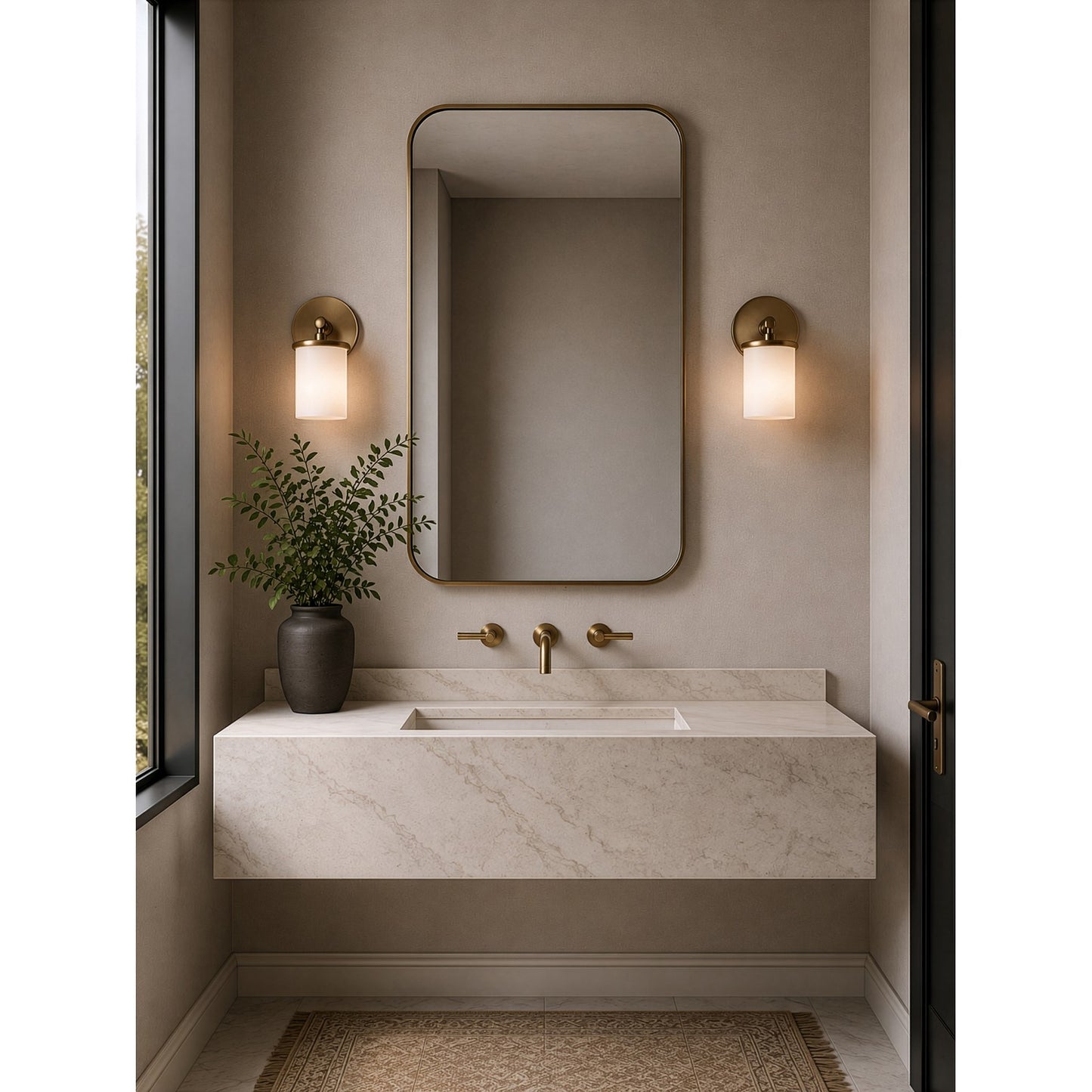 Varaluz Merano 1 Light Wall Sconce, Brushed Brass/White