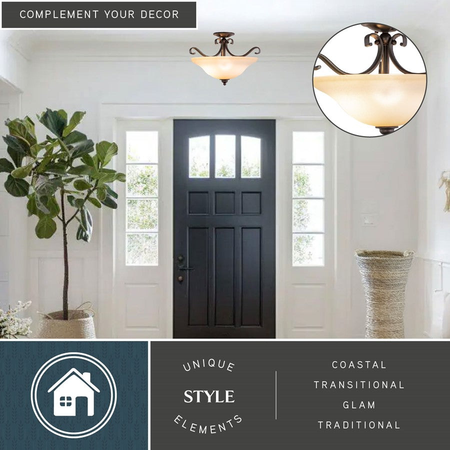 Vaxcel Monrovia Semi-Flush Dual Mount, Royal Bronze