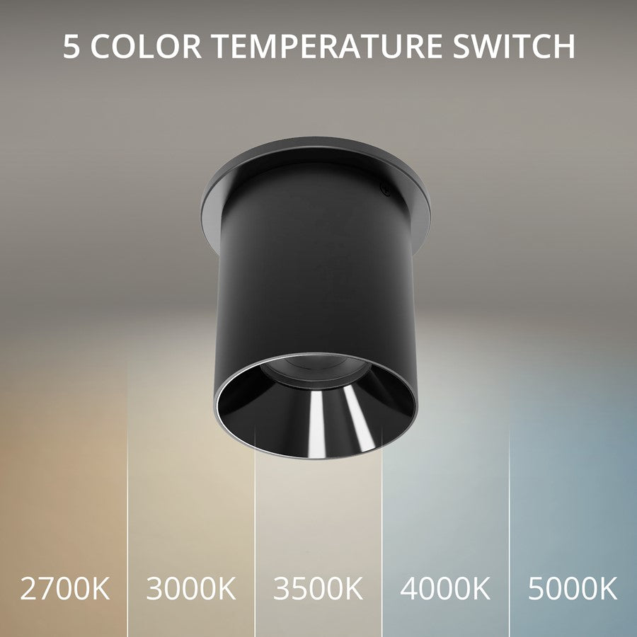 WAC Zoron 1Lt 3.5" RD Flush Mount/Flood Beam Black-Black/Clear