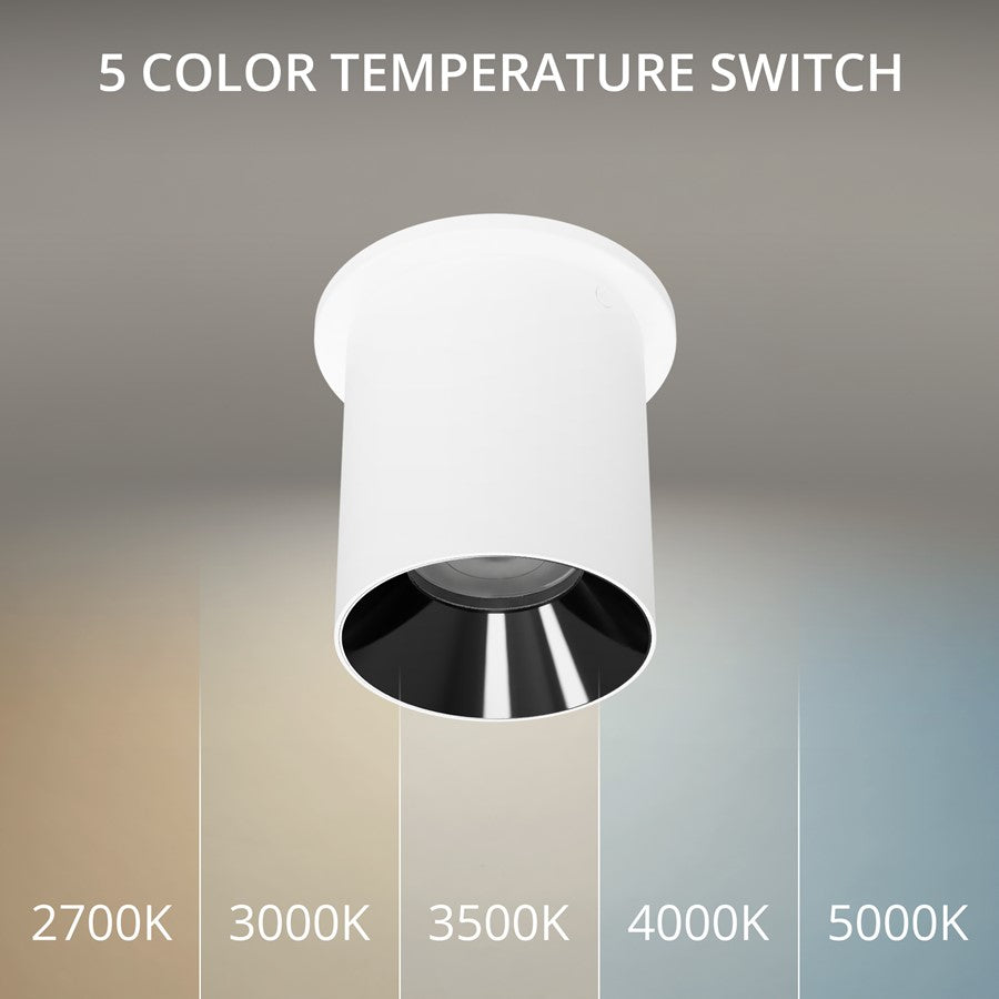 WAC Zoron 1Lt 3.5" RD Flush Mount/Flood Beam White-Black/Clear