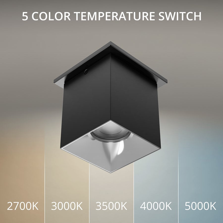 WAC Zoron 1Lt 3.5" Square Flush Mount/Flood Beam Black Chrome/Clear