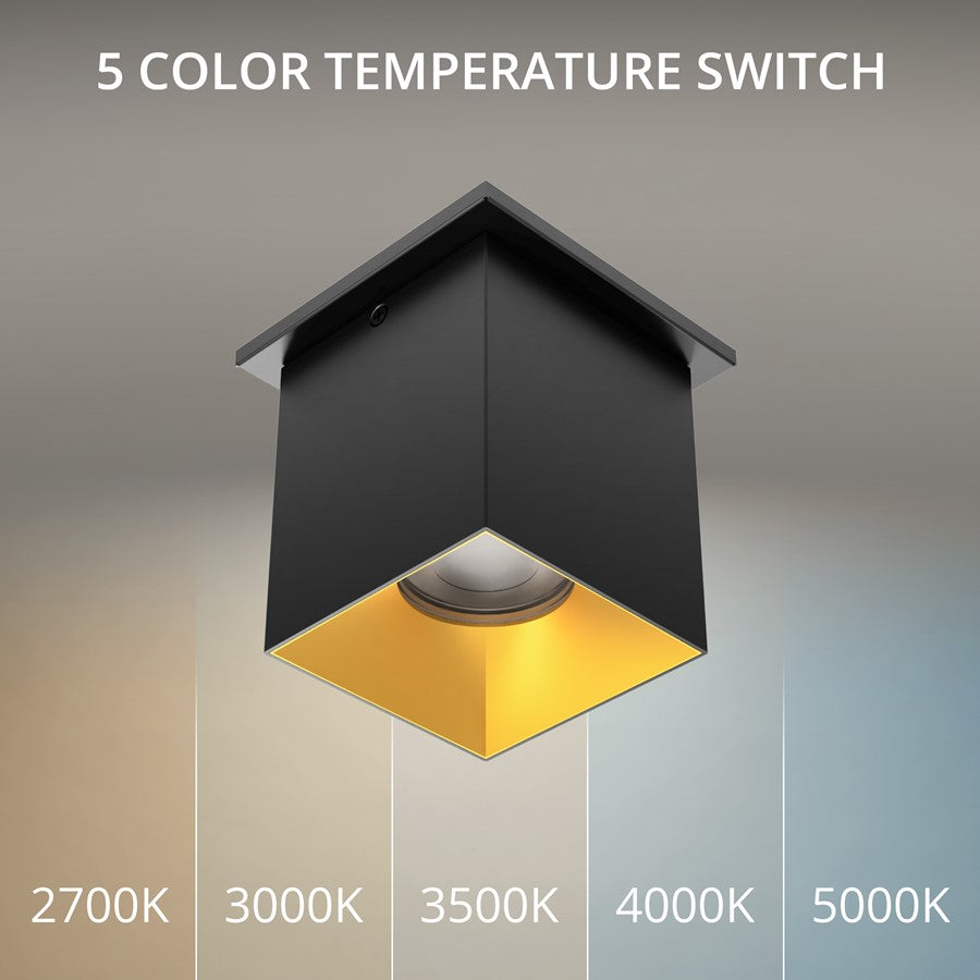 WAC Zoron 1Lt 3.5" Square Flush Mount/Flood Beam Black Gold/Clear