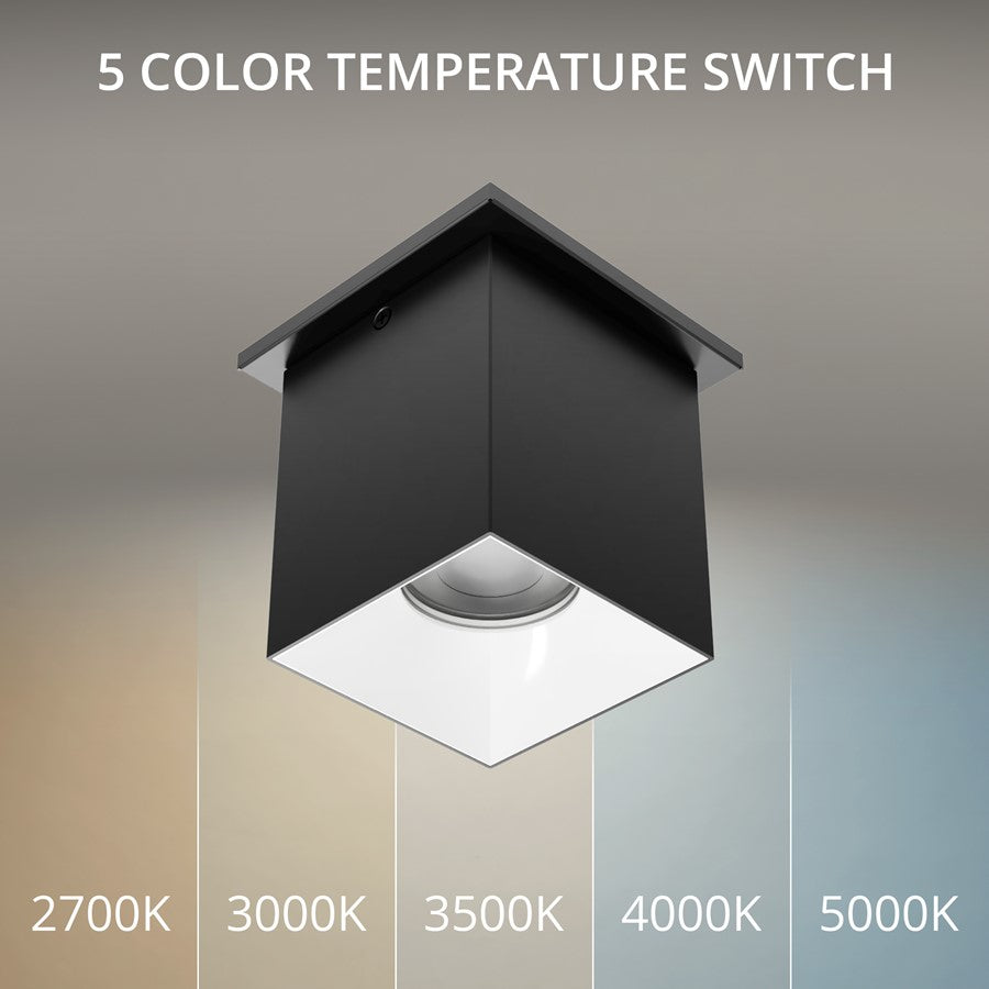 WAC Zoron 1Lt 3.5" Square Flush Mount/Flood Beam Black White/Clear