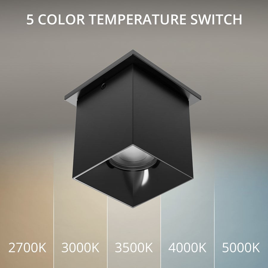 WAC Zoron 1Lt 3.5" Square Flush Mount/Narrow Beam Black Black/Clear