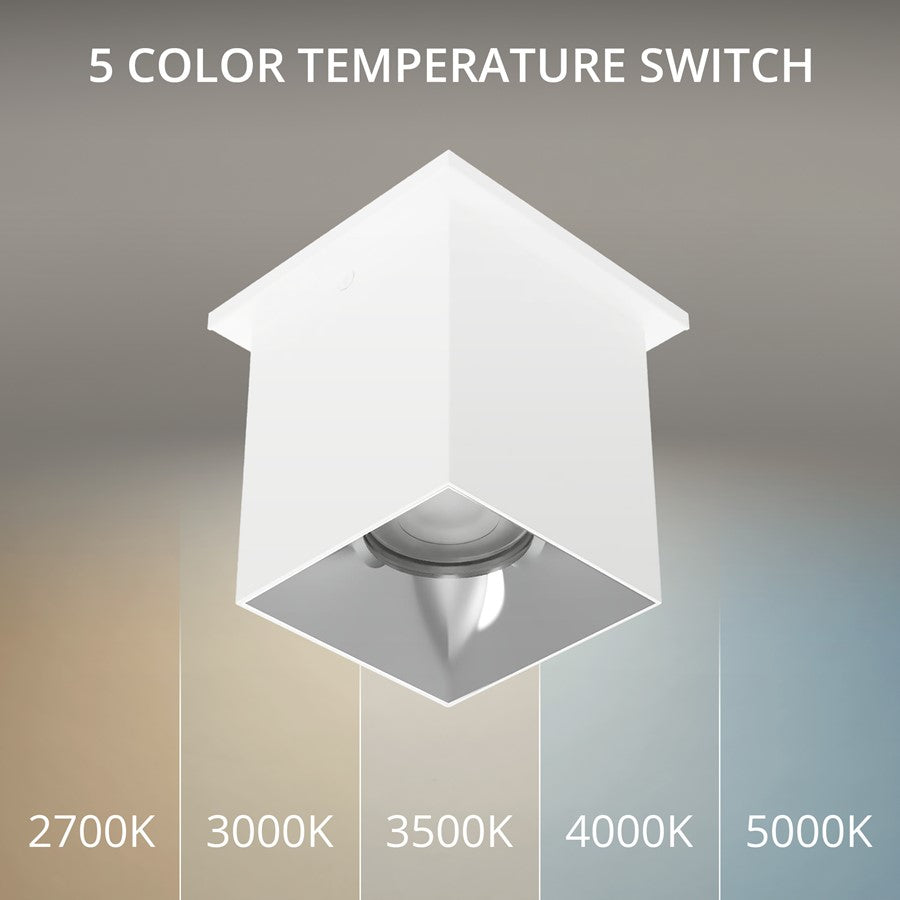 WAC Zoron 1Lt 3.5" Square Flush Mount/Narrow Beam/White Chrome