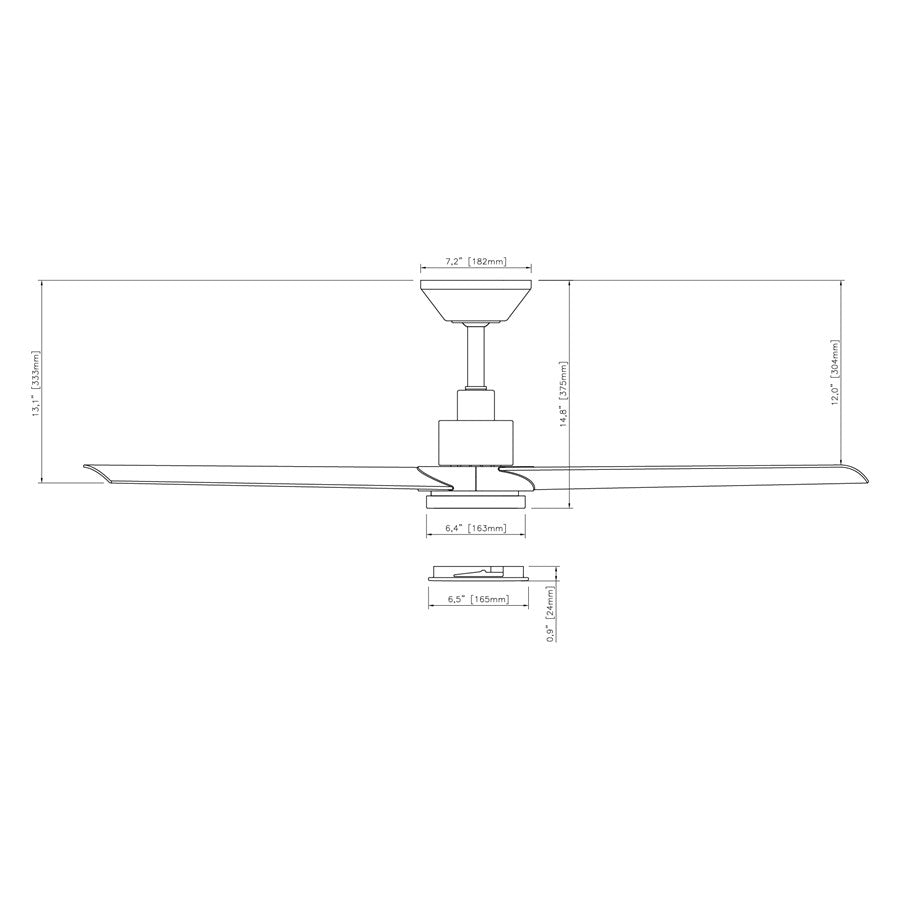 WAC Flair 3 Blade 56" Smart Ceiling Fan, Matte Black/White