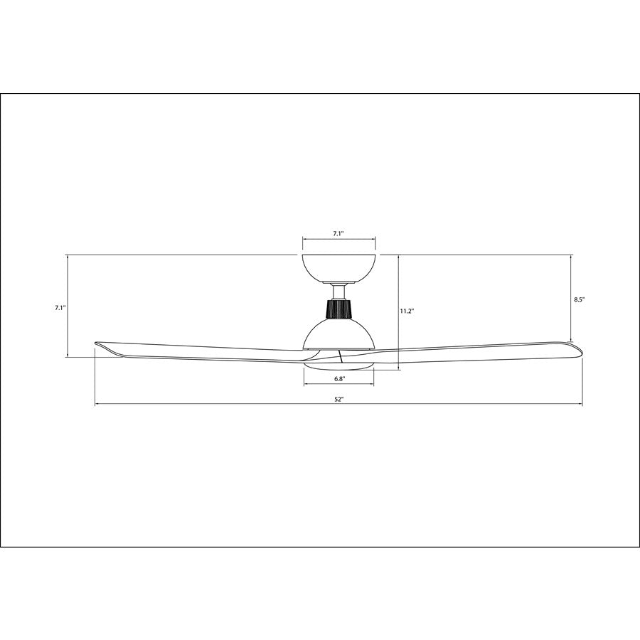 WAC Gage 3 Blade 52" LED Smart Ceiling Fan, Matte Black/Black
