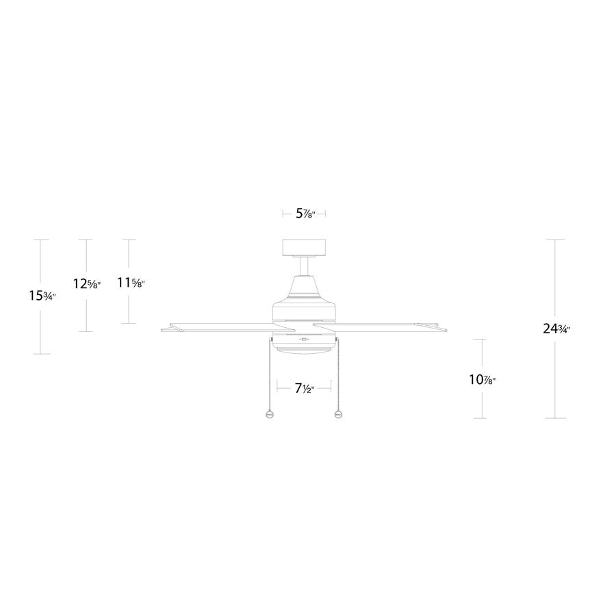 WAC Quade 4 Blade 52" Pull Chain Ceiling Fan, Nickel/Titanium Silver