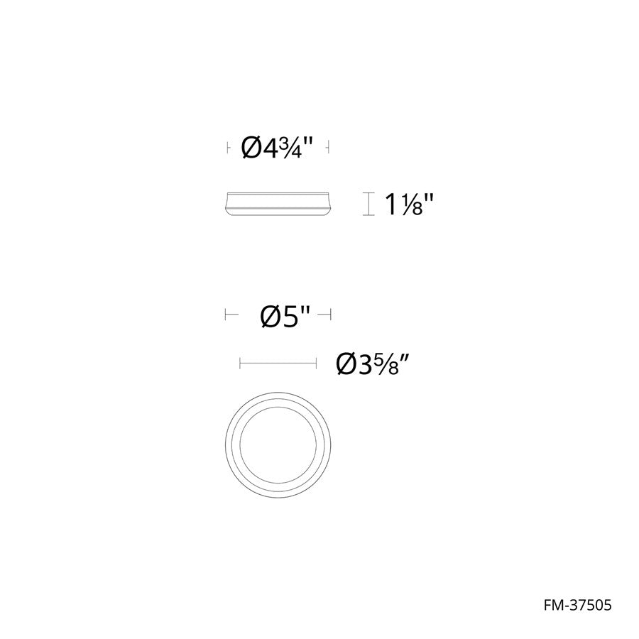 dweLED Parthenon 1 Light 5" Flush Mount/3500K, Black/White