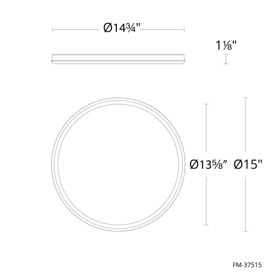 dweLED Parthenon 1Lt 15" Flush Mount/3000K, Nickel/White