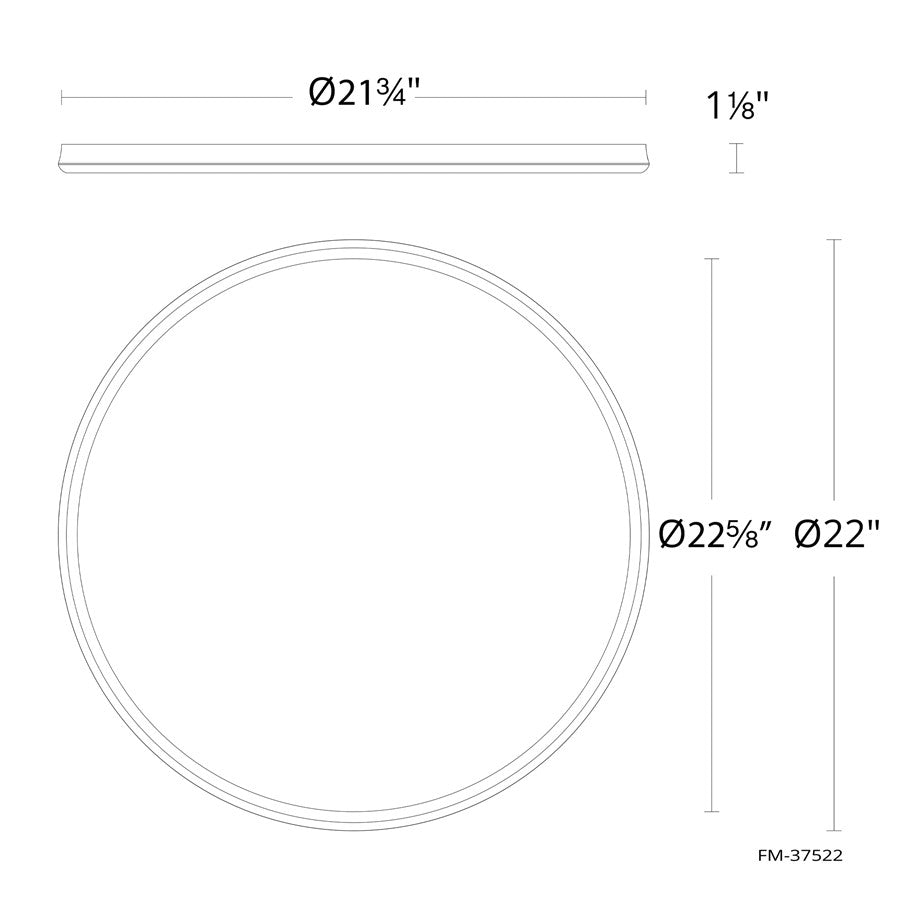 dweLED Parthenon 1Lt 22" Flush Mount/2700K, Nickel/White