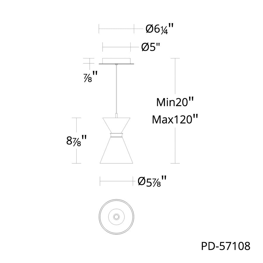 dweLED Pin Up 1Lt 6" Mini-Pendant/2700K, Brass/Black