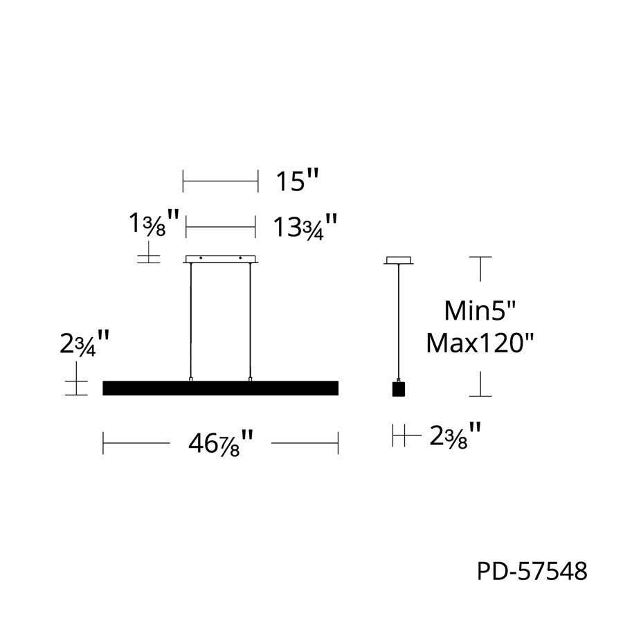 dweLED Grille 1 Light 47" Linear Pendant/3000K, Black/Frosted