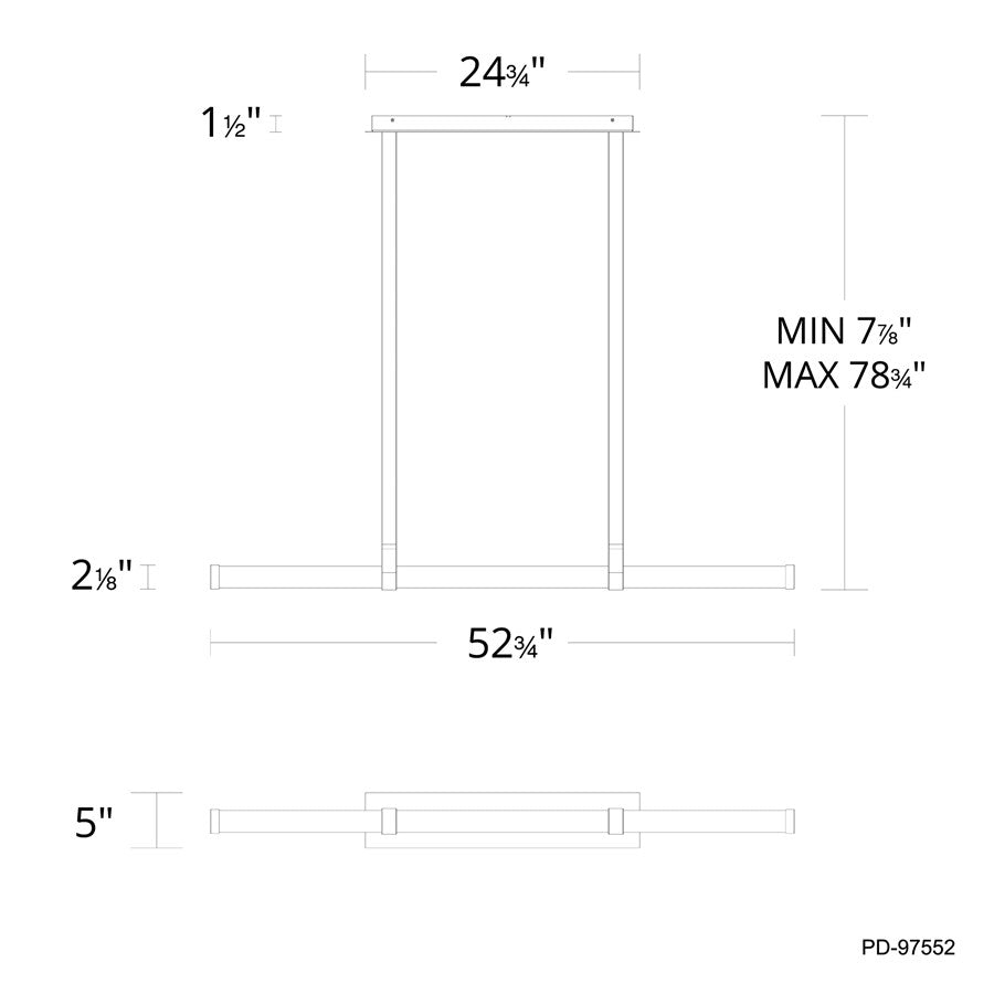 dweLED Balance Beam 1Lt 53" Linear Pendant/2700K, Black/Frost