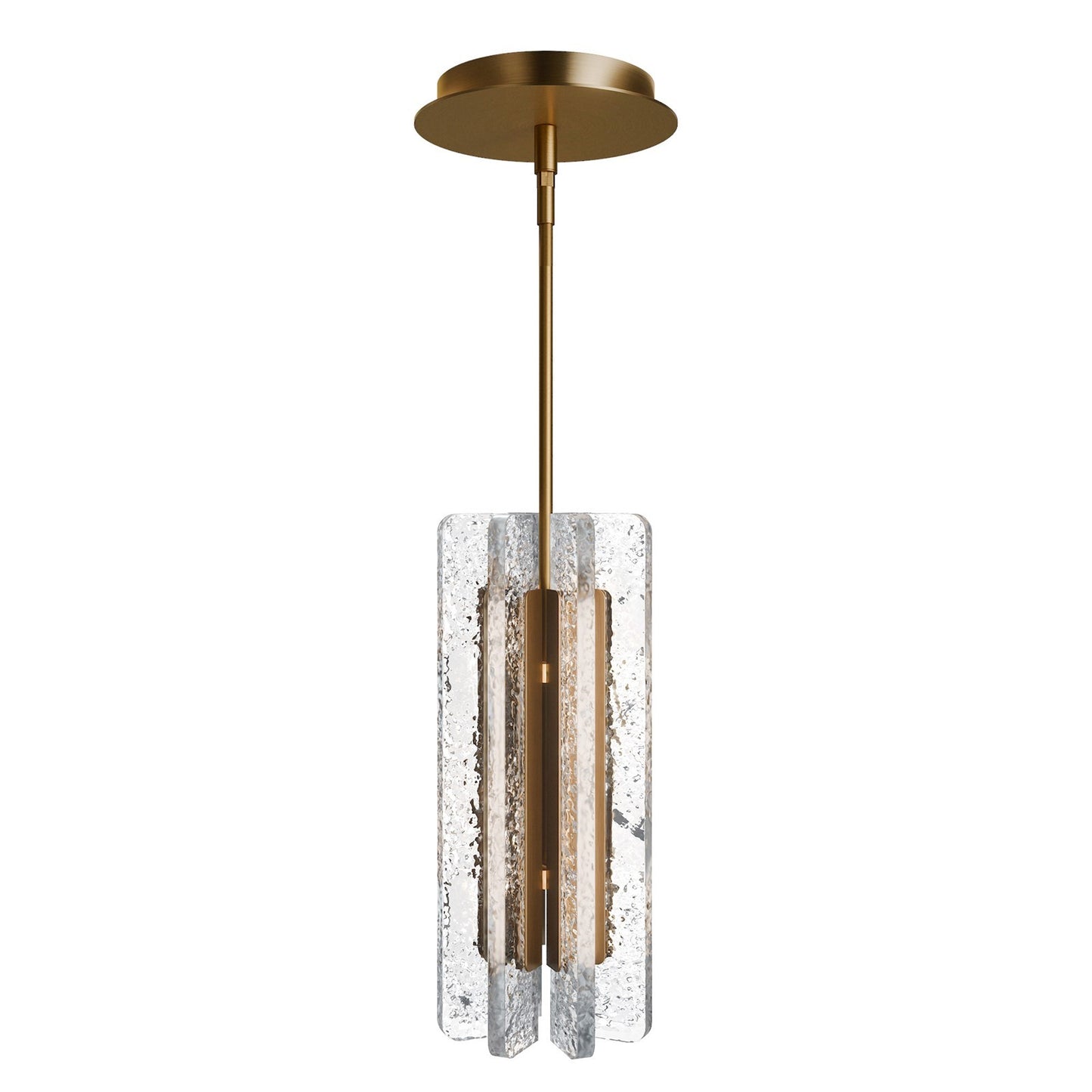 WAC Lighting Cartridge 6in 1-Light Mini-Pendant | Modern Aged Brass Aluminum and Clear Textured Acrylic | Kitchen Island & Dining Room | Model PD401614-AB
