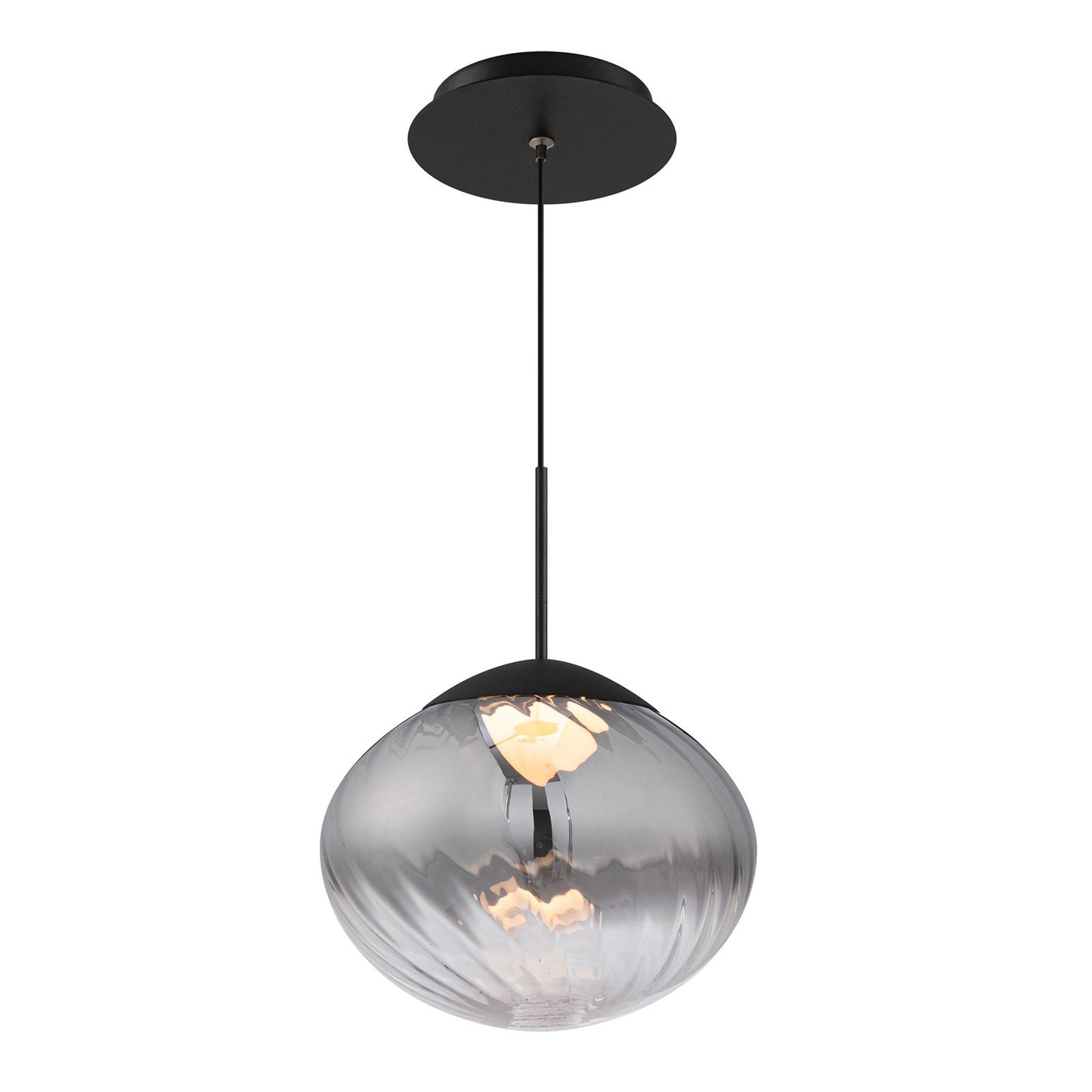 WAC Lighting Swayzey 9.5in 1-Light Mini Pendant | Modern Black Smoke Glass and Smoke Mouth Blown Glass | Kitchen Island & Dining | Model PD407609-BKSM