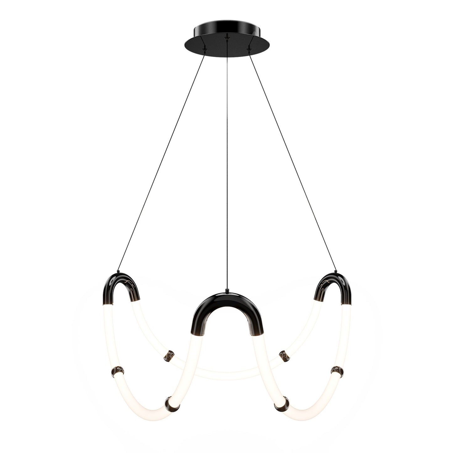 WAC Lighting Swathe 28in 3-Light Chandelier | Modern Black Chrome Aluminum and Frosted Acrylic | Dining Room & Living Room | 28 x 25 x | Model PD411630-BC