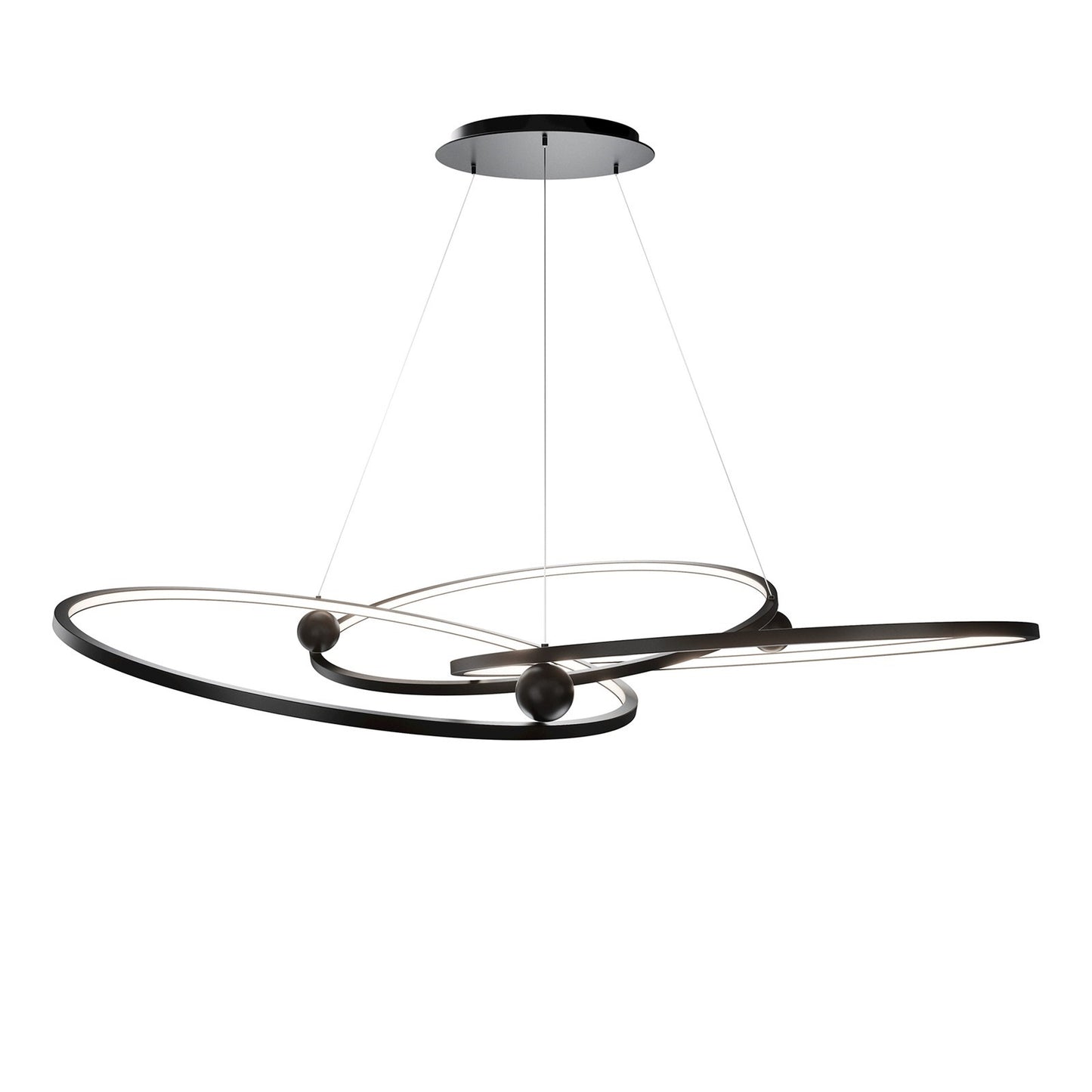 WAC Lighting Sidewinder 60in 3-Light Chandelier | Modern Black Aluminum and White Opaque Silicone | Dining Room & Living Room | Model PD415660-TWA-BK