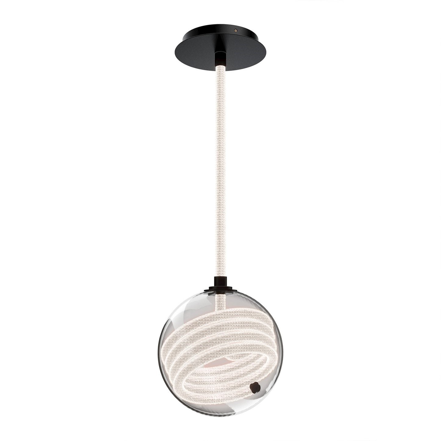 WAC Lighting Roper 1-Light Mini-Pendant | Modern Black Aluminum and Smoked Mouth-blown Glass | Kitchen Island & Dining Room | 9in Dia | Model PD417609-BK