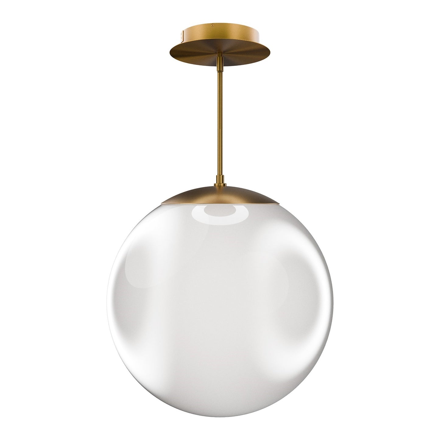 WAC Lighting Honeymooner 20in 1-Light Pendant | Modern Transitional Aged Brass Aluminum and Opaline Glass | Kitchen Island & | Model PD418620-TWA-AB