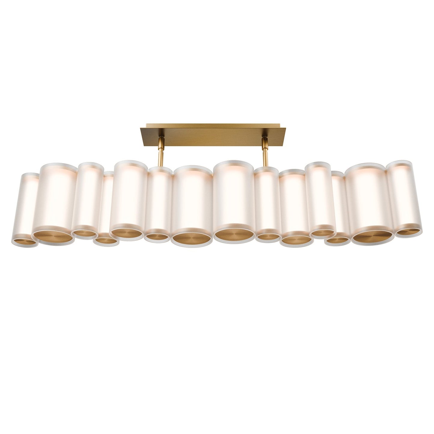 WAC dweLED Troop 14 Light Linear Pendant, Aged Brass/Frosted