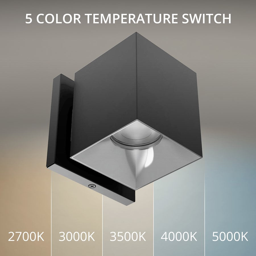 WAC Zoron 1Lt 3.5" Square Outdoor Wall Light, Flood Beam/Black Chrome