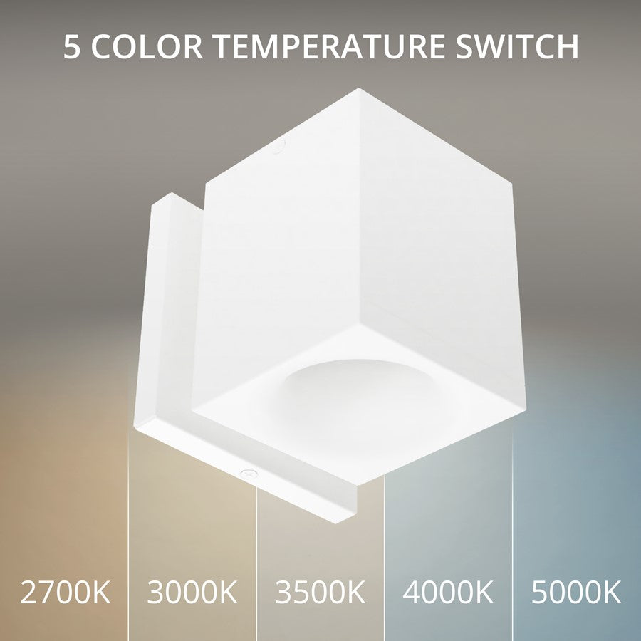 WAC Zoron 3.5" Square Outdoor Wall Light, Flood Beam/Arc Trim White