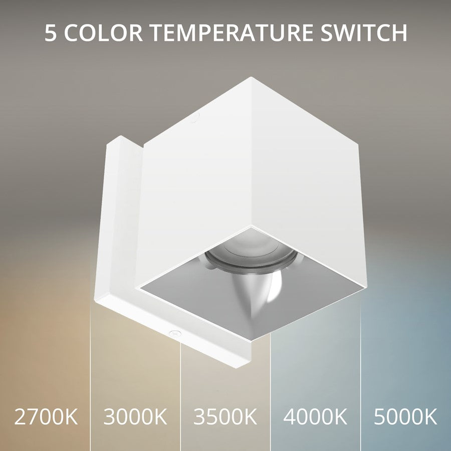 WAC Zoron 1Lt 3.5" Square Outdoor Wall Light, Flood Beam/White Chrome
