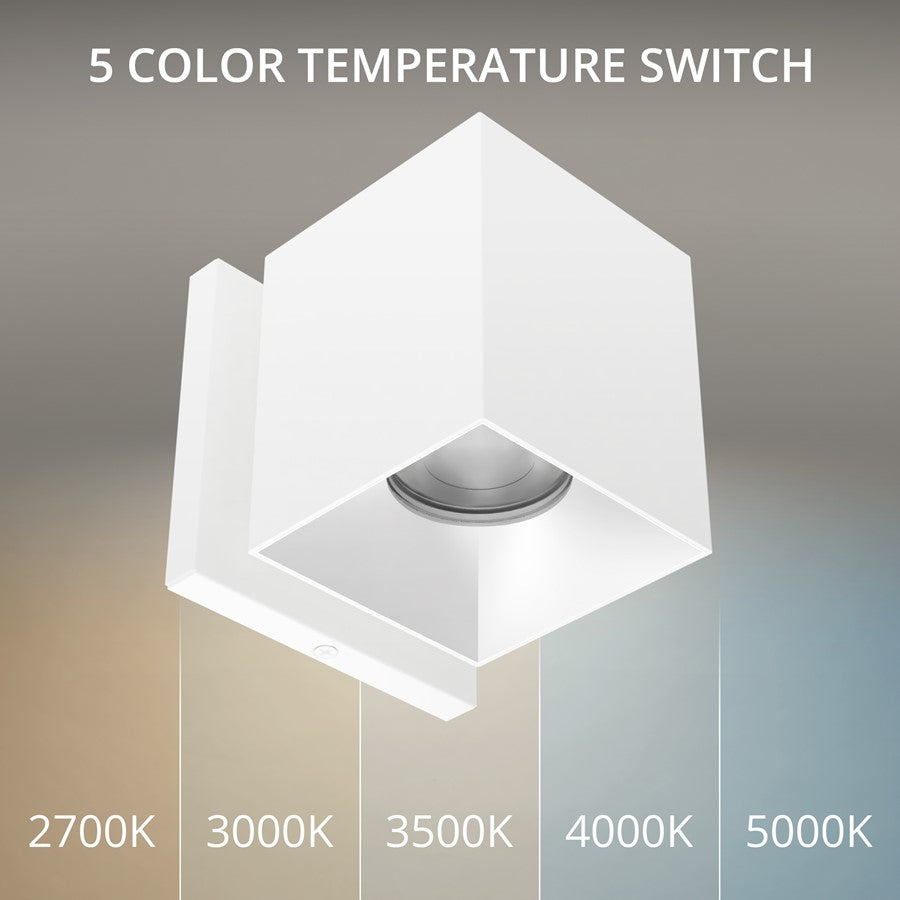 WAC Zoron 1Lt 3.5" Square Outdoor Wall Light, Flood Beam/White Haze