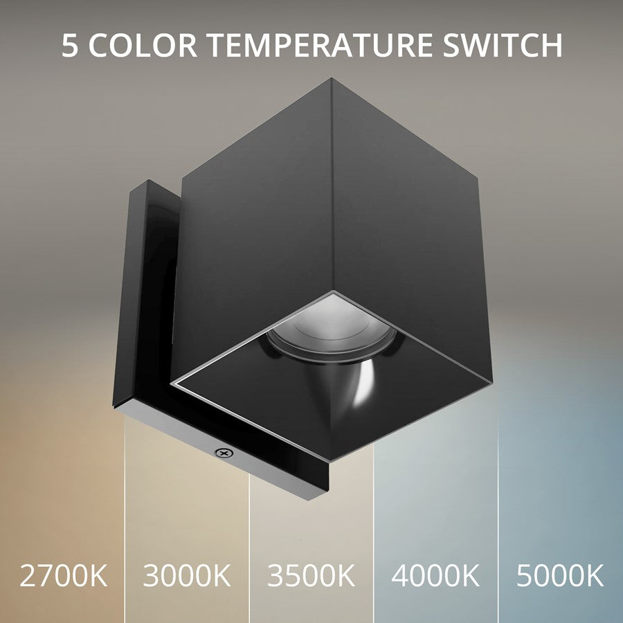 WAC Zoron 1Lt 3.5" Square Outdoor Wall Light, Narrow Beam Black/Clear