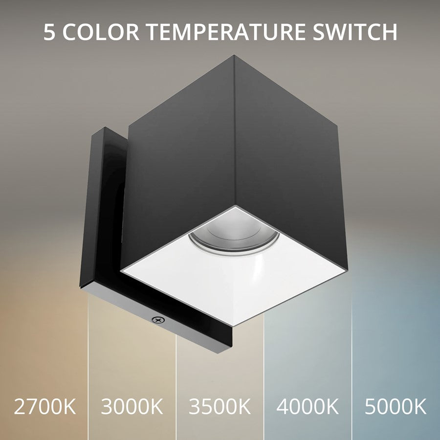 WAC Zoron 1Lt 3.5" Square Outdoor Wall Light, Narrow Beam/Black White